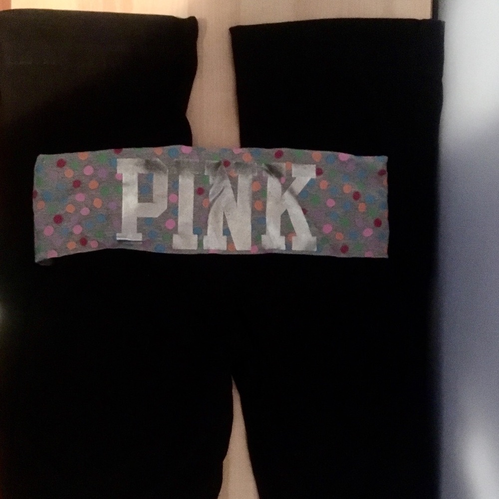 Victoria Secret PINK Polka Dot Black Yoga Pants